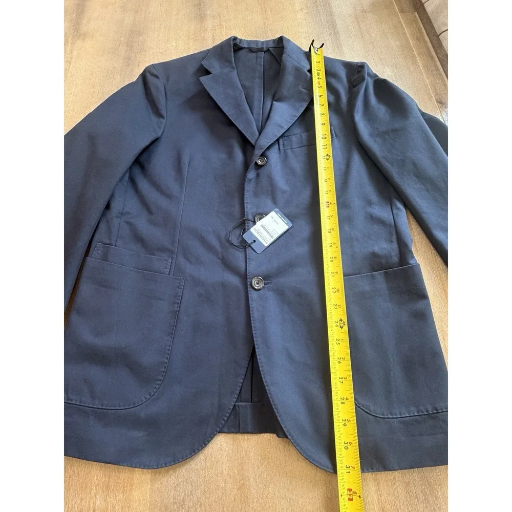 Drake's London Unstructured Cotton Drill Blazer Navy Blue Size 52 / US 42